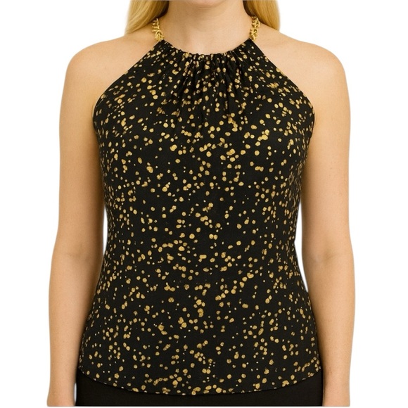 Michael Kors Collection Tops - Michael Kors Black & Gold Metallic Top XS